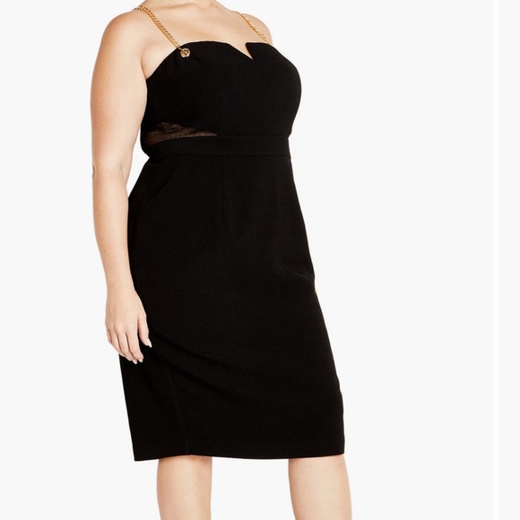 City Chic Ann Chain Dress - Sheath dress black size 18 - Picture 2 of 5